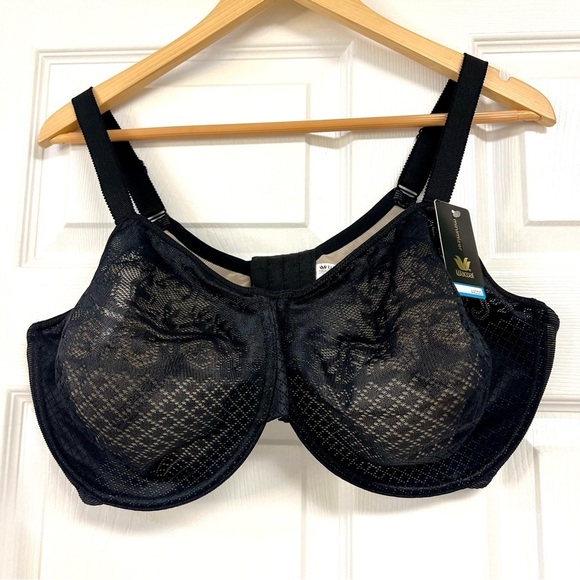 NWT WACOAL Visual Effects Minimizer Underwire Black Lace Women's Bra 44F (3D) - Picture 2 of 10